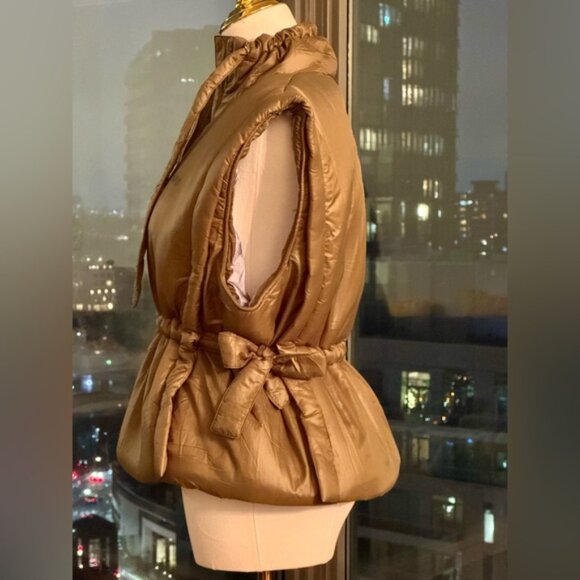 🆕 GANNI 🧿 NWOT Padded Sleeveless Jacket, Khaki Green - Sz S / M - Picture 7 of 16